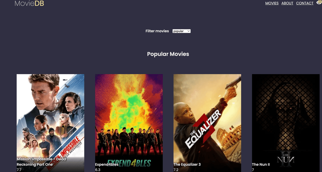 A project built in ReactJs where I built a movie application with a third party API.